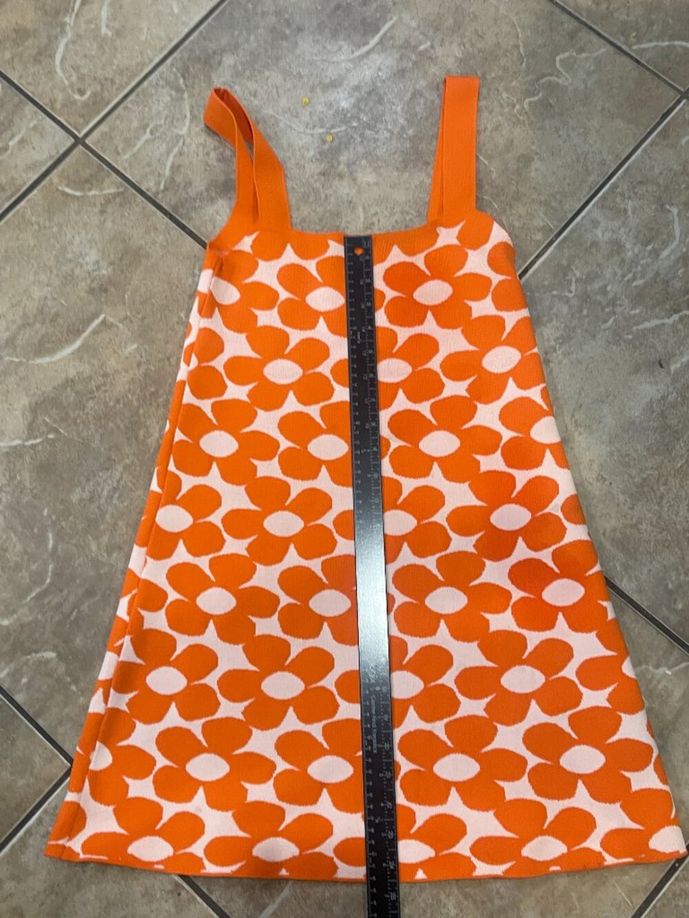 Zara Orange Floral Jacquard Knit Mini Dress M - Picture 7 of 11